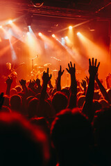 Crowd concert hands in the air lighting, rig band performance: Live performance, music industry