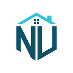 NU House Logo Design Template. Letter NU Logo for Real Estate, Construction or any House Related Business