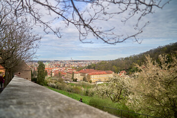 Fototapeta na wymiar Prague , top and side view of the beautiful city of Prague . High quality photo