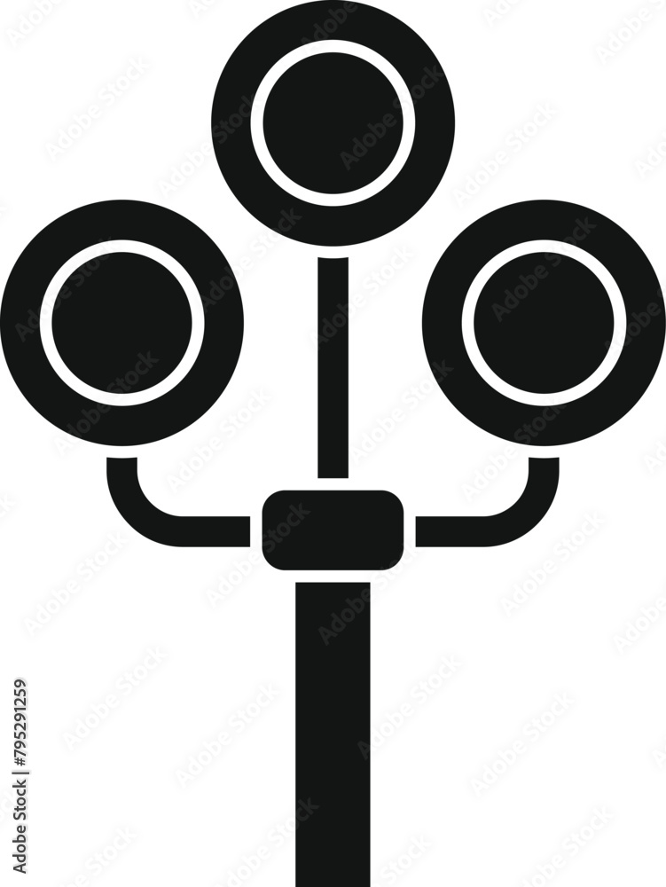 Poster triple railway lights icon simple vector. crossing rails. new railroad route