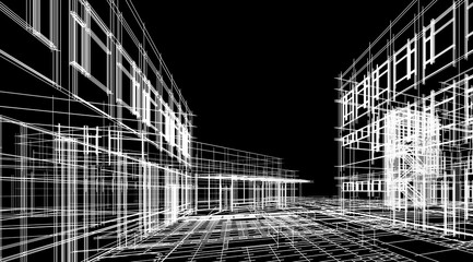 architectural drawing 3d illustration sketch project
