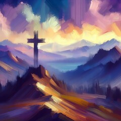 Abstract Christian background with representation of a cross