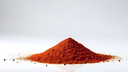 Spice product advertisements, culinary ingredient labels, recipe illustrations,Pile of Red Paprika Powder: Isolated on White Background