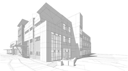 architectural drawing 3d illustration sketch project