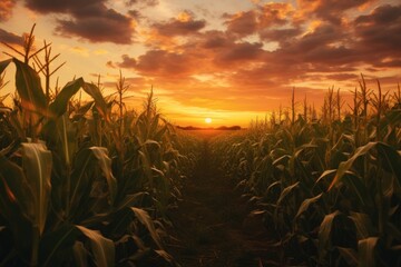 Corn field sun agriculture countryside.