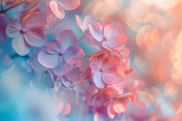 Vibrant image of hydrangea flowers with a soft, dreamy bokeh background