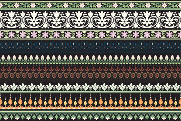 Set lace floral design elements floral seamless background. pattern geometric ethnic lace pattern design floral embroidery for  textile fabric printing wallpaper carpet. Embroidery neck