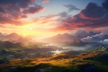 Mountain nature sunset landscape