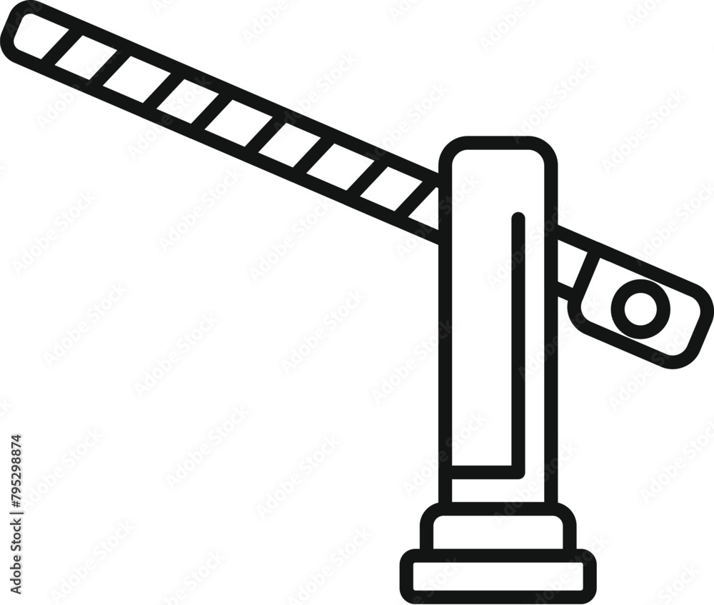 Poster half open railway crossing barrier icon outline vector. object control. pass protection