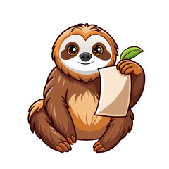 Fototapeta premium cute sloth animal with paper cartoon style on white background