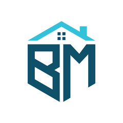 BM House Logo Design Template. Letter BM Logo for Real Estate, Construction or any House Related Business