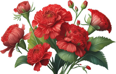 set of red flowers carnation