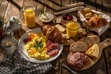 breakfast among the offerings are creamy scrambled eggs