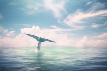 Photography whale tail outdoors horizon nature. - obrazy, fototapety, plakaty