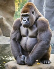 Naklejka premium rabbit, gorilla, bird, animal, art, graphic, AI, digital, illustration, material, image, Generative AI