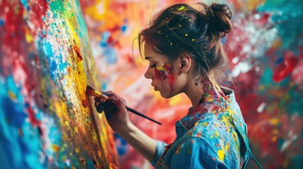 Artistic Expression. Showcase teenagers expressing themselves through various art forms, highlighting the importance of creativity. Copy Space.