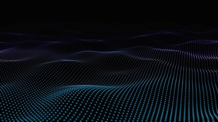 Dynamic wavy landscape. Moving futuristic 3d background of dots. Technology concept big data visualization. - Powered by Adobe
