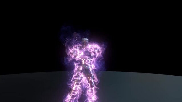 Knight with magic smoke dances