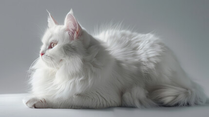 A white fluffy cat