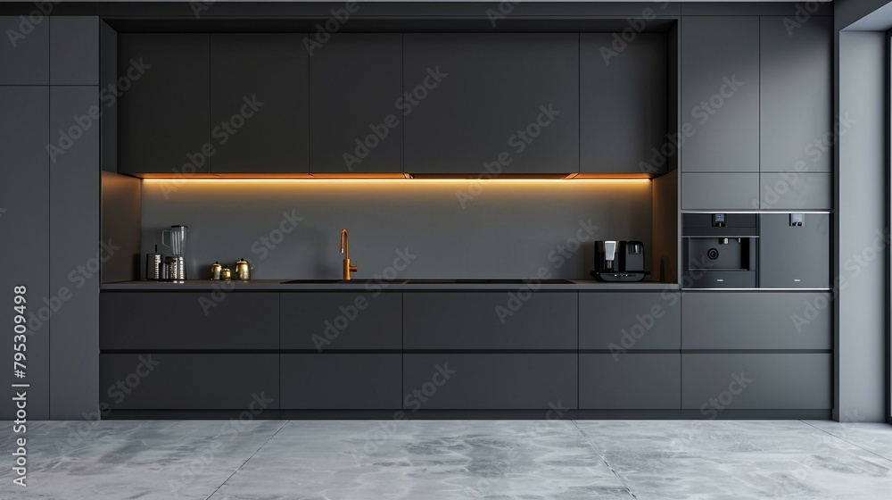 Poster black kitchen interior