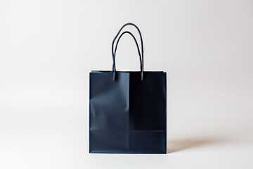 Black Paper Bag on white background, front view