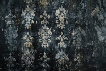 vintage distressed dark wallpaper with intricate ornamental patterns grunge background