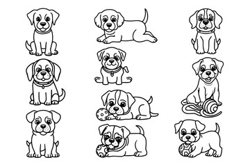Fototapeta premium adorable puppies in various playful poses