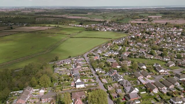 Housing and farmland in Heswall, Wirral, Merseyside, England