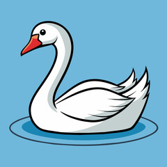 Vector graceful swan on serene water vector illustration 