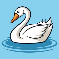 Vector graceful swan on serene water vector illustration 