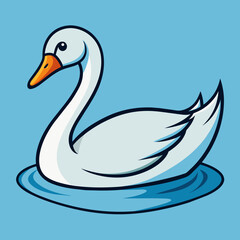 Vector graceful swan on serene water vector illustration 