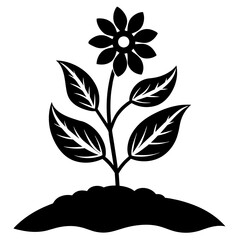  Soil Plant Icon, Plant Icons, Flower, vector silhouette 