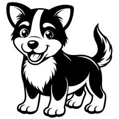 Cartoon smiling puppy, vector illustration of cute dog vector silhouette 