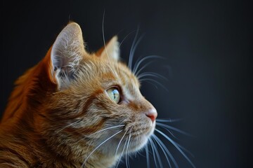 curious ginger feline portrait gazing sideways closeup animal photography
