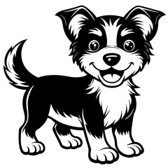 Cartoon smiling puppy, vector illustration of cute dog vector silhouette 