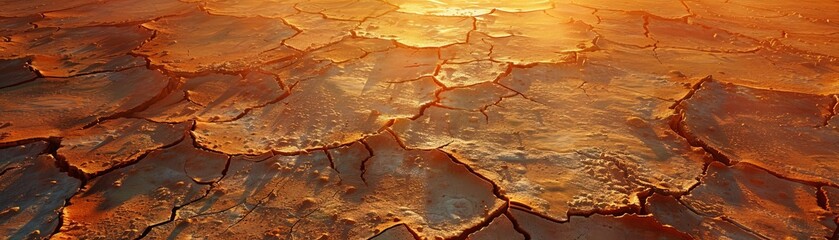 Sunlit Cracks on Desert Surface - 795313463