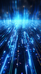 Obraz premium Digital data background with glowing blue lights and binary code