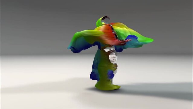3D-animation. tail character from the wires dancing  