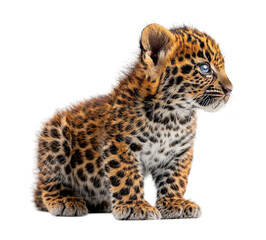 portrait of a baby leopard with a transparent background, generated ai