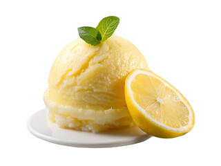 Yellow ice cream ball isolated on transparent background