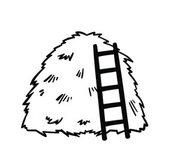 Haystack and ladder outline symbol. vector