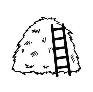 recommend clip art: Haystack and ladder outline symbol. vector