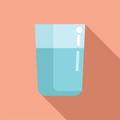 Half glass of water icon flat vector. Drink fresh. Clean diet pure