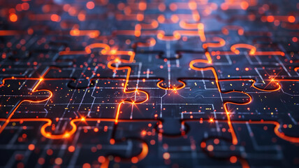 A puzzle with interlocking pieces, each representing a block in the blockchain