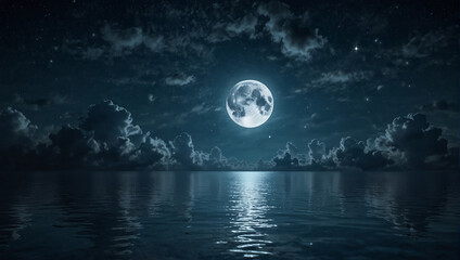 Fototapeta na wymiar moon over water