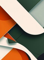 green orange white elegant abstract geometric presentation - obrazy, fototapety, plakaty