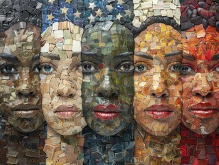 A mosaic of faces from all branches of the military, forming the American flag, a diverse Memorial Day honor.