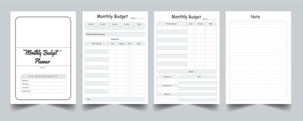 Editable Monthly Budget Planner kdp Interior printable template design.