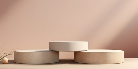 Three Cylindrical Podiums on a Table