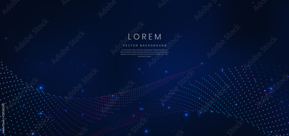 Aufkleber modern futuristic blue and red dynamic wavy line dotted texture on dark blue background with copy sp